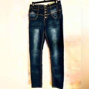 INDIGO REIN VINTAGE DARK WASH DISTRESSED LOOK SKINNY JEANS JUNIORS SIZE 11